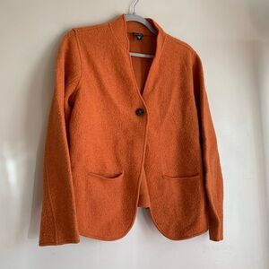 Eileen Fisher Orange Blazer Lambswool Cotton Cardigan Women Size M Winter